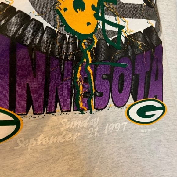 RARE VTG '97 Locker Line NFL GB Packers Minnesota Graphic Tee WITH TAGS! Size L - Picture 5 of 14